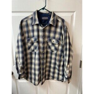 David Taylor Shacket Shirt jacket Mens Size XL Blue Tan Damaged